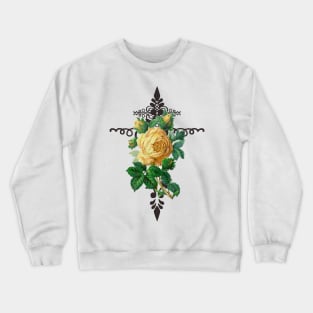 Yellow Rose Cross Abstract Design Crewneck Sweatshirt